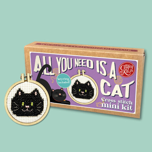The Crafty Kit Company Borduurpakket Matchbox - All You Need is a Cat - The Crafty Kit Company