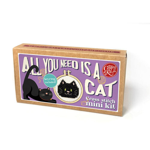 The Crafty Kit Company Borduurpakket Matchbox - All You Need is a Cat - The Crafty Kit Company