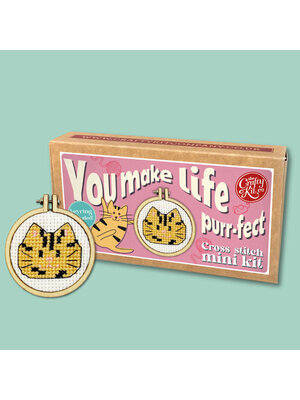 The Crafty Kit Company Borduurpakket Matchbox - You make Life Purr-fect - The Crafty Kit Company
