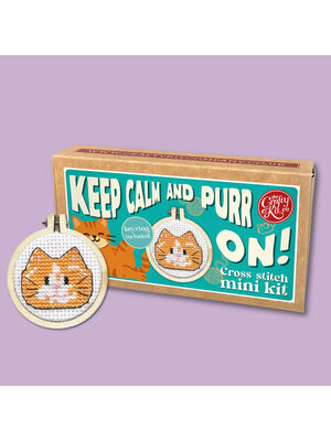 The Crafty Kit Company Borduurpakket Matchbox - Keep Calm and Purr On! - The Crafty Kit Company