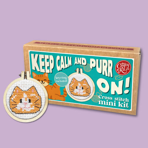The Crafty Kit Company Borduurpakket Matchbox - Keep Calm and Purr On! - The Crafty Kit Company