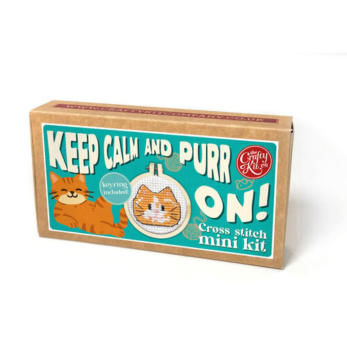 The Crafty Kit Company Borduurpakket Matchbox - Keep Calm and Purr On! - The Crafty Kit Company