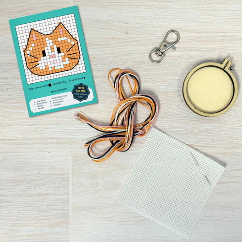 The Crafty Kit Company Borduurpakket Matchbox - Keep Calm and Purr On! - The Crafty Kit Company