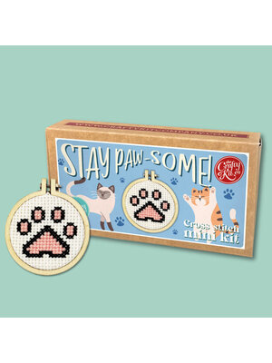 The Crafty Kit Company Borduurpakket Matchbox - Stay Paw-some! - The Crafty Kit Company