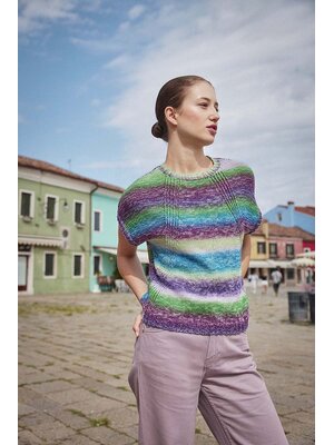 Lang Yarns Breipakket Lang Yarns - Korte mouw truitje Francine (model 1) - Quattro Dégradé Lang Yarns Breipakket Lang Yarns - Korte mouw truitje Francine (model 1) - Quattro Dégradé