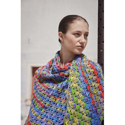 Lang Yarns Haakpakket Lang Yarns - Gehaakte Shawl Domenica (Model 5) - Eternity