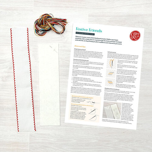 The Crafty Kit Company Borduurpakket Bookmark Festive Friends - The Crafty Kit Company