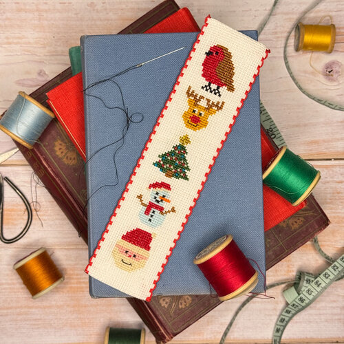The Crafty Kit Company Borduurpakket Bookmark Festive Friends - The Crafty Kit Company