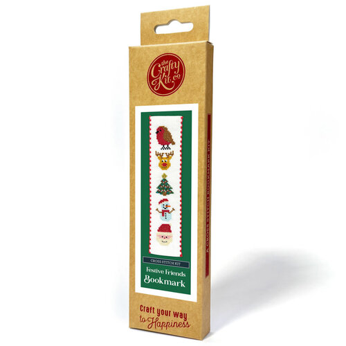 The Crafty Kit Company Borduurpakket Bookmark Festive Friends - The Crafty Kit Company