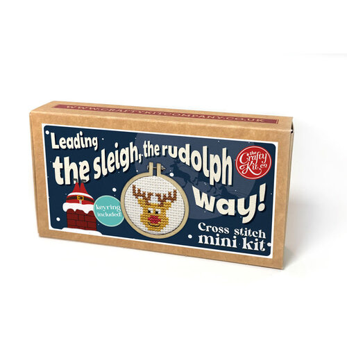 The Crafty Kit Company Borduurpakket Matchbox Leading the Sleigh, the Rudolph Way! - The Crafty Kit Company