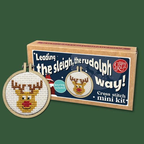 The Crafty Kit Company Borduurpakket Matchbox Leading the Sleigh, the Rudolph Way! - The Crafty Kit Company