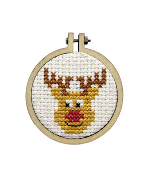 The Crafty Kit Company -  Borduurpakket Matchbox Leading the Sleigh, the Rudolph Way! - The Crafty Kit Company