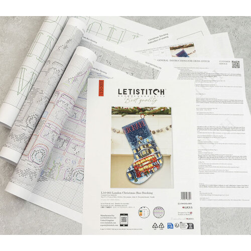 Leti Stitch Borduurpakket London Christmas Bus Stocking - Leti Stitch Leti Stitch Borduurpakket London Christmas Bus Stocking - Leti Stitch