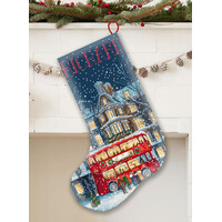 Borduurpakket London Christmas Bus Stocking - Leti Stitch