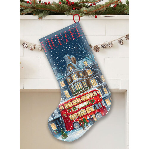 Leti Stitch Borduurpakket London Christmas Bus Stocking - Leti Stitch Leti Stitch Borduurpakket London Christmas Bus Stocking - Leti Stitch