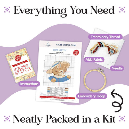 The Crafty Kit Company -  Borduurpakket Tom Kitten - The Crafty Kit Company