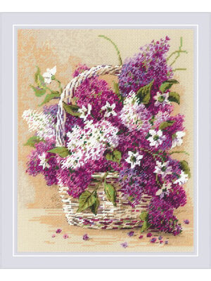 RIOLIS Borduurpakket Basket of Lilacs - RIOLIS RIOLIS Borduurpakket Basket of Lilacs - RIOLIS