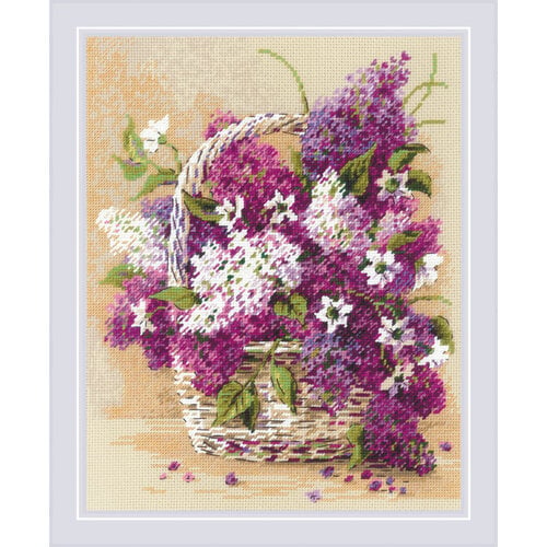 RIOLIS Borduurpakket Basket of Lilacs - RIOLIS RIOLIS Borduurpakket Basket of Lilacs - RIOLIS