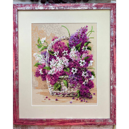 RIOLIS Borduurpakket Basket of Lilacs - RIOLIS RIOLIS Borduurpakket Basket of Lilacs - RIOLIS