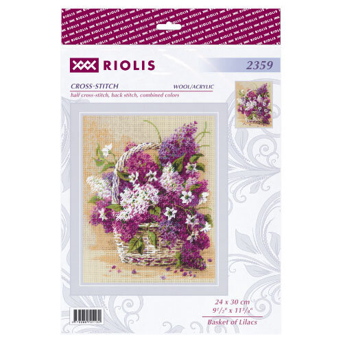 RIOLIS Borduurpakket Basket of Lilacs - RIOLIS RIOLIS Borduurpakket Basket of Lilacs - RIOLIS