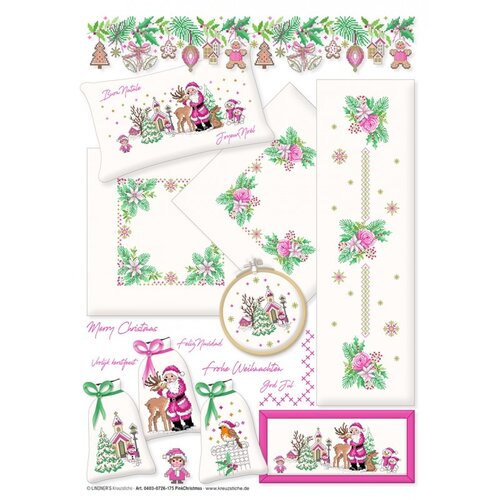 Lindner’s Kreuzstiche Patroon Lindner 175 - Roze Kerst