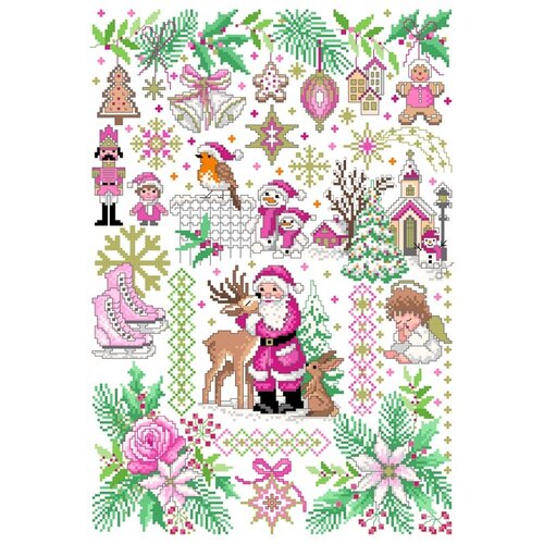 Lindner’s Kreuzstiche Patroon Lindner 175 - Roze Kerst