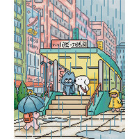 Borduurpakket Rainy Station - Leti Stitch