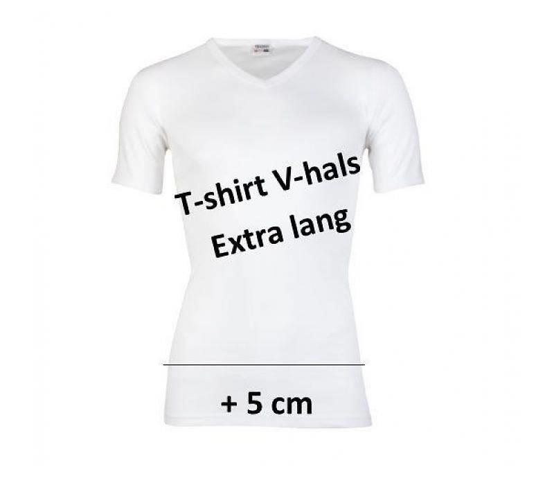 Beeren Extra lang Heren T-shirt met V-hals M3000 Wit