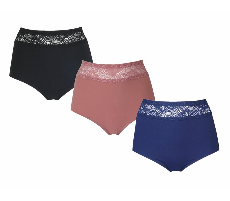 3-PACK DAMES TAILLESLIPS MET KANT 808 J&C ASSORTI