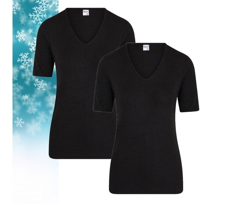 2-PACK THERMO DAMES SHIRT MET K.M. ZWART