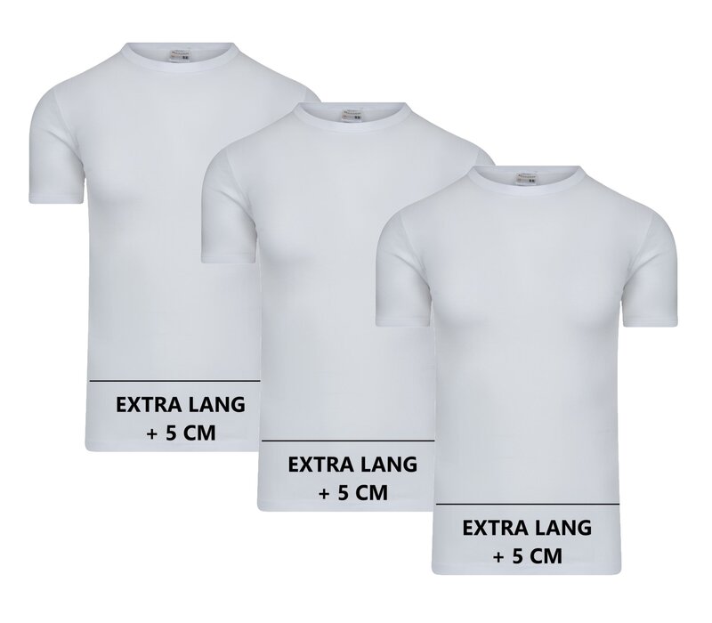 3-PACK EXTRA LANG HEREN T-SHIRT MET O-HALS M3000 WIT