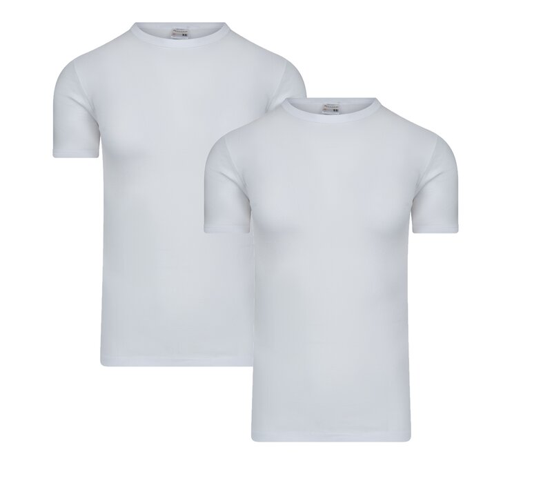 2-PACK HEREN T-SHIRT MET O-HALS EN K.M. M3000 WIT