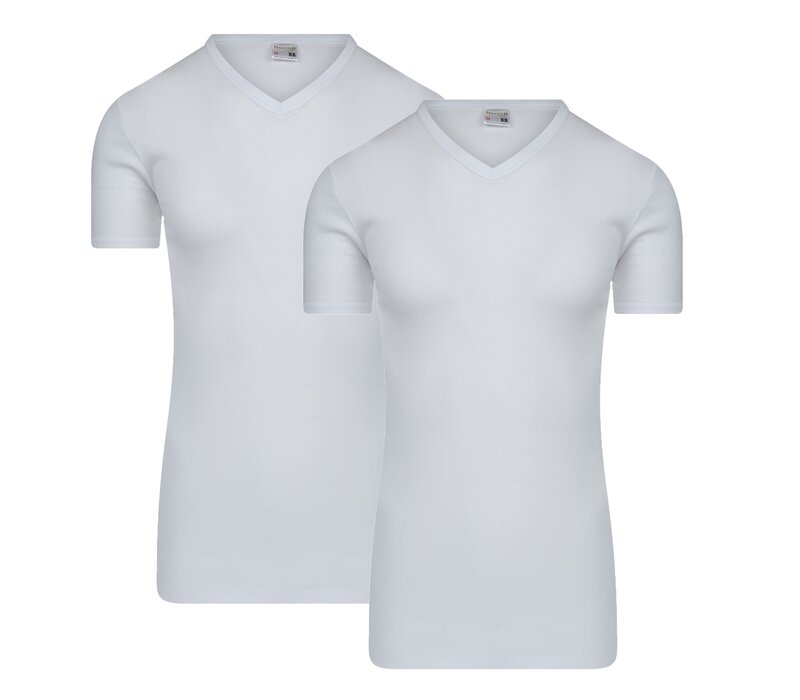 2-PACK EXTRA LANG HEREN T-SHIRT MET V-HALS M3000 WIT