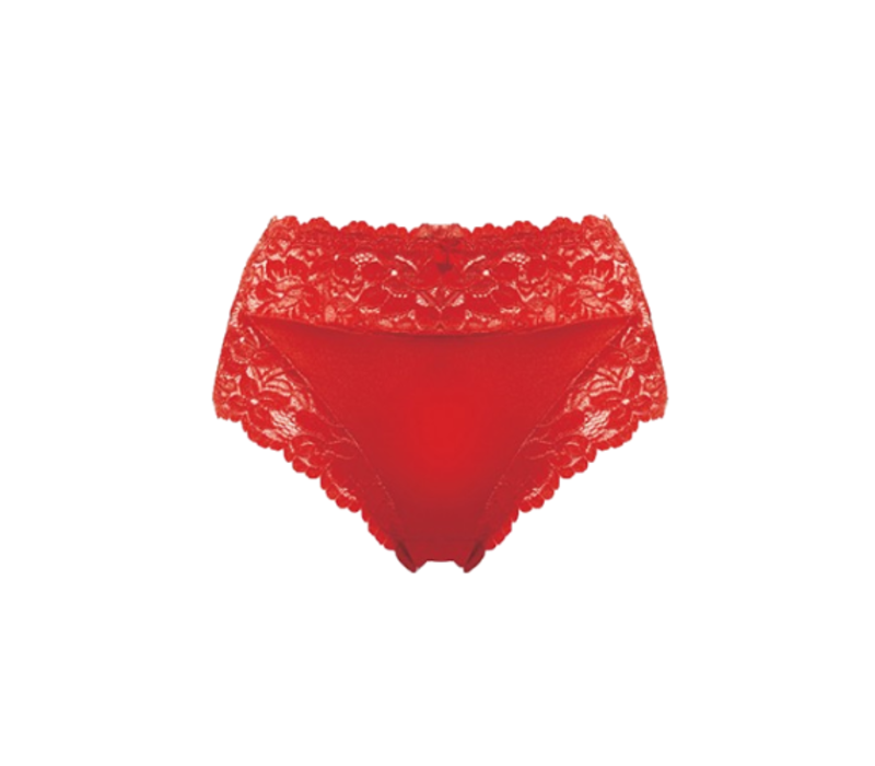 J&C DAMES TAILLESLIP MET KANT ROOD H805