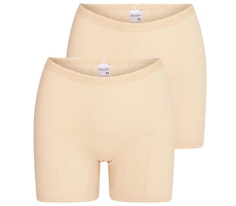 Beeren 2-pack Dames boxershort softly met lange pijp Beige