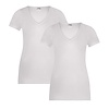 Beeren Ondergoed 2-PACK DAMES T-SHIRT MET V-HALS EN KORTE MOUW M3000 WIT