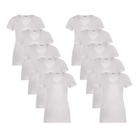 10-PACK DAMES T-SHIRT MET V-HALS EN KORTE MOUW M3000 WIT