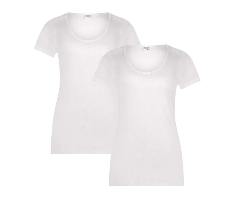 2-PACK DAMES T-SHIRT MET O-HALS EN KORTE MOUW M3000 WIT