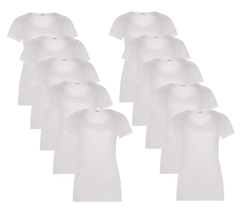 10-PACK DAMES T-SHIRT MET O-HALS EN KORTE MOUW M3000 WIT