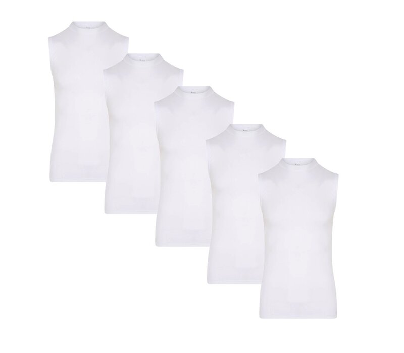 5-pack  Bundel Beeren Heren Mouwloze shirts Comfort Feeling Wit