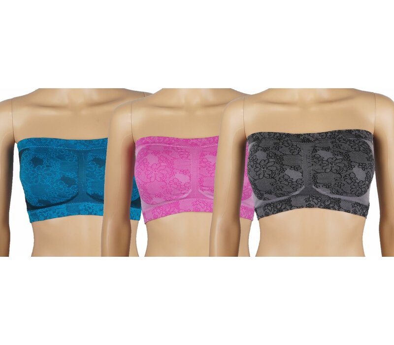 3-pack Dames Bandeau met verwijderbare cups J&C assorti