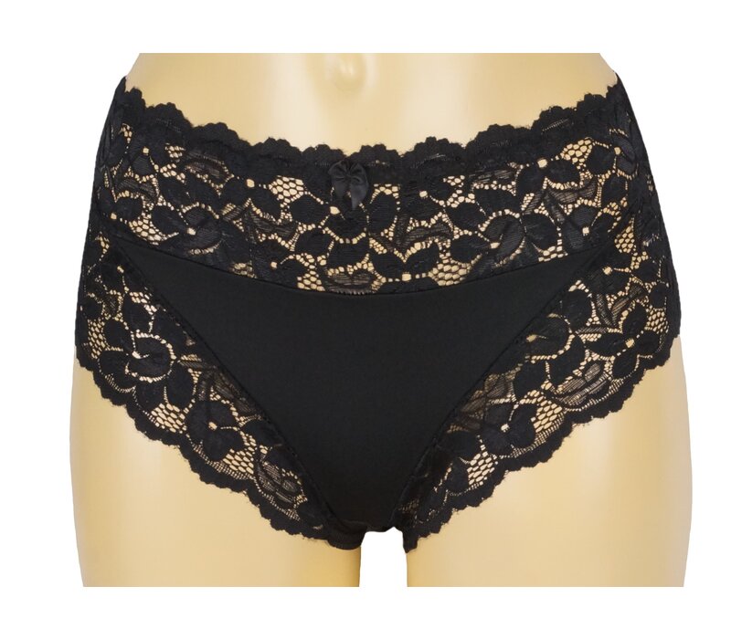 J&C DAMES TAILLESLIP MET KANT ZWART H805