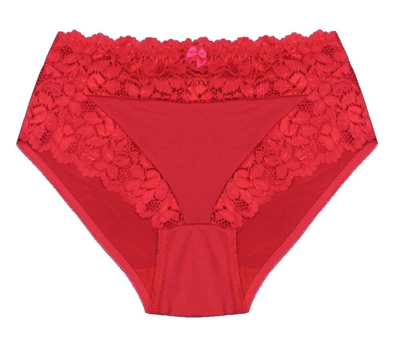 J&C DAMES TAILLESLIP MET KANT ROOD H805