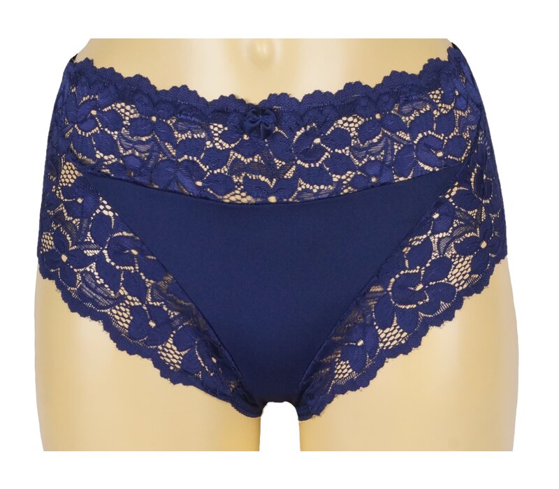 J&C DAMES TAILLESLIP MET KANT BLAUW H805