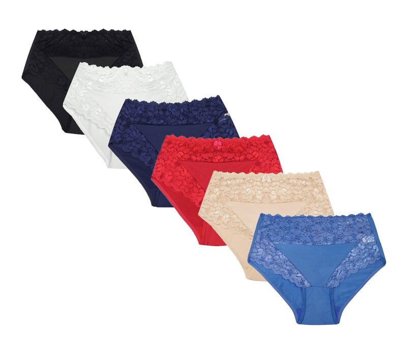 6-PACK J&C DAMES TAILLESLIP MET KANT H805 MIX