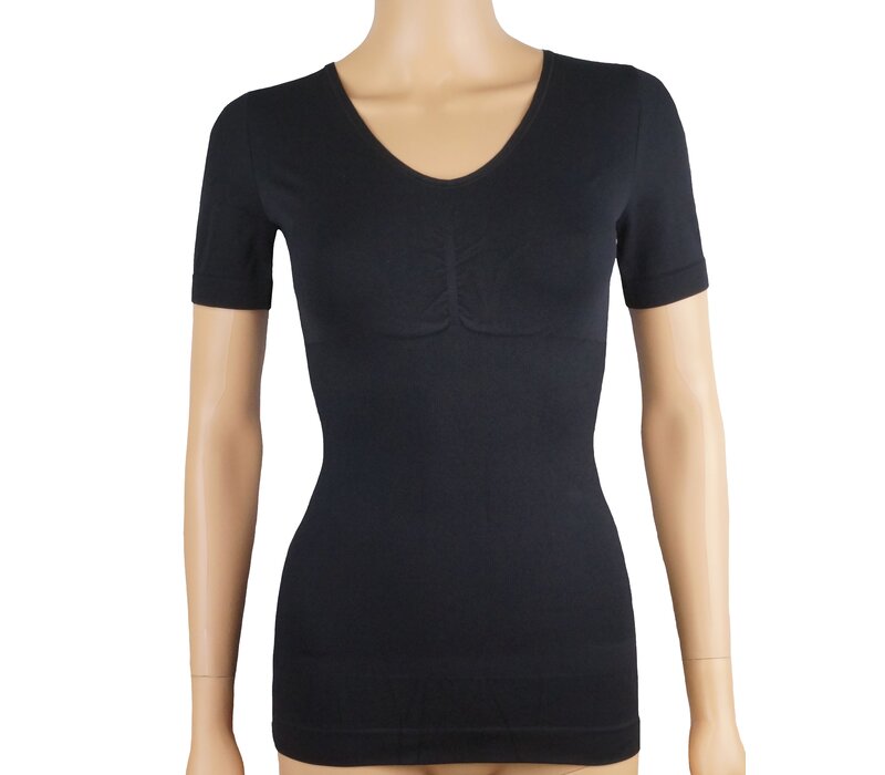 Dames lichtcorrigerend hemd 6200 van J&C met korte mouw Zwart