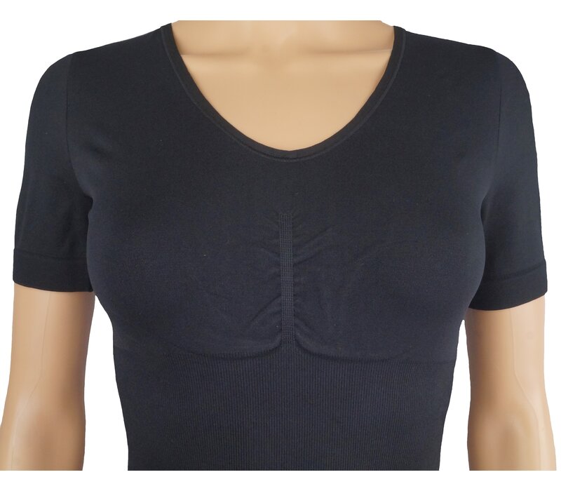 Dames lichtcorrigerend hemd 6200 van J&C met korte mouw Zwart