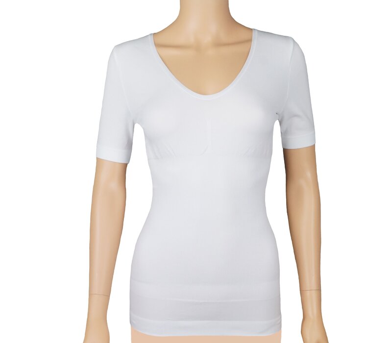 Dames lichtcorrigerend hemd 6200 van J&C  met korte mouw Wit
