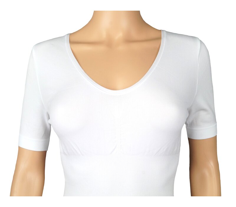 Dames lichtcorrigerend hemd 6200 van J&C  met korte mouw Wit