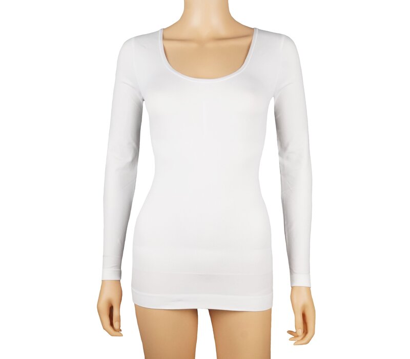 Dames lichtcorrigerend hemd 6355 van J&C met lange mouw Wit